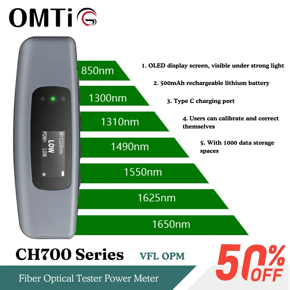 

OMTiG Fiber Optical Tester Power Meter With Visual Fault Locator Red Light Laser Source VFL OPM Multimeter