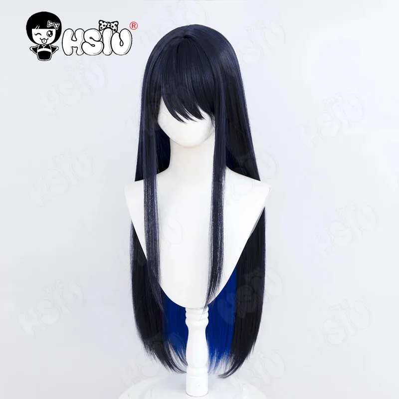 Jomae Saori Cosplay Wig HSIU 80cm Black Blue Mixed Blue Long Hair Synthetic Wig Game Blue Archive Jomae Saori Cosplay Wig