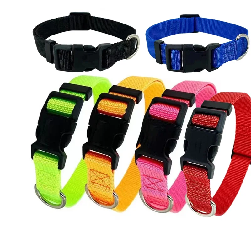 Nylon Adjustable Dog Collar Heavy Duty Clip Buckle Pet Collar for Small Medium Dogs Chihuahua Dog Red Black Blue Pink