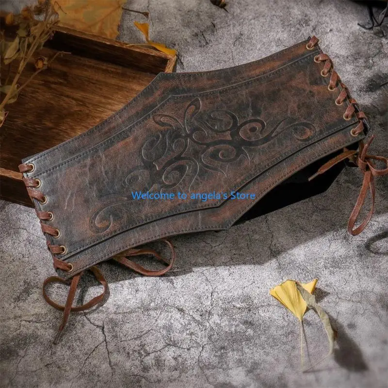 X4YC متعدد الاستخدام زي القرون الوسطى مشد حزام قابل للتعديل بولي PU حزام الخصر ملحق الحفلات #2