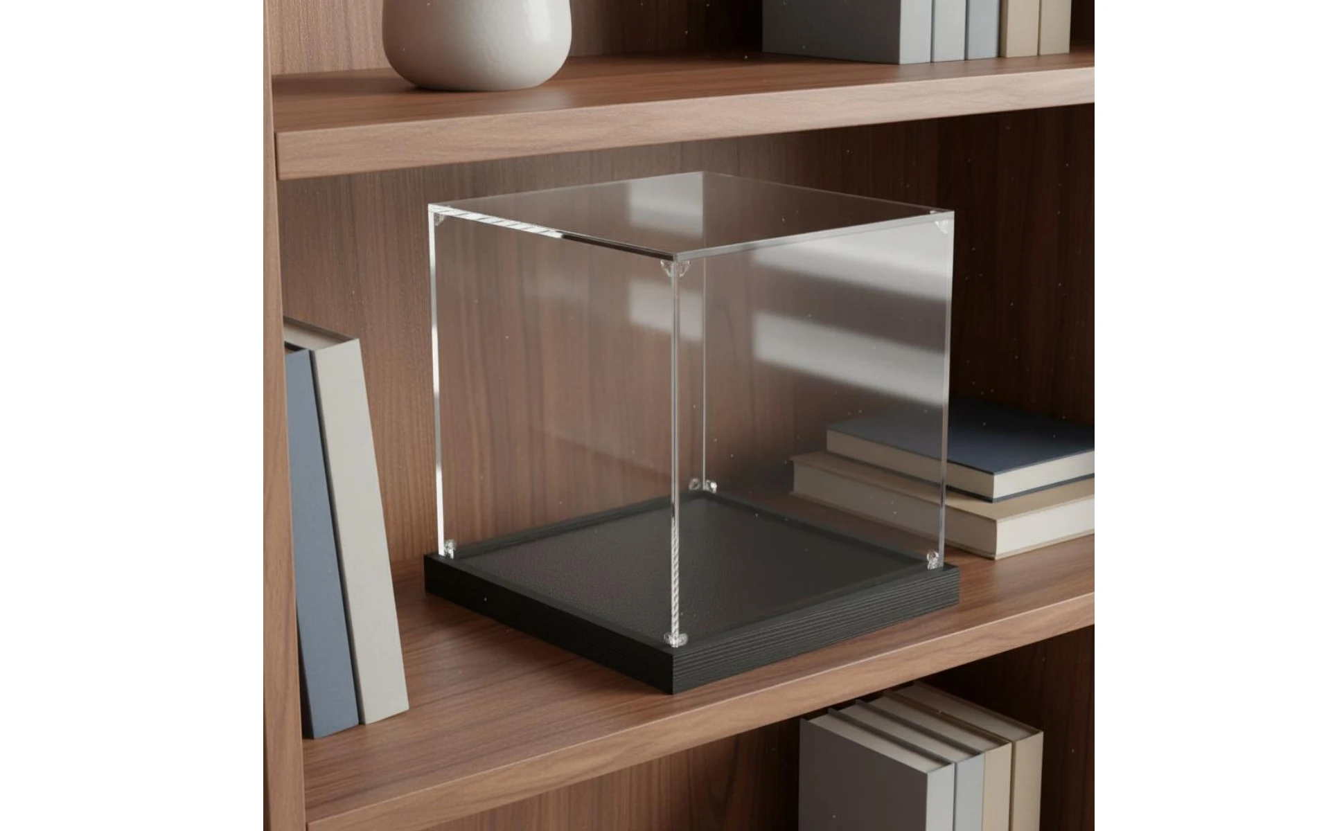 Acrylic Display Box Sturdy Construction Clear Collectible Container Figurine Display Stand Glue-No-Cost Assembly Household