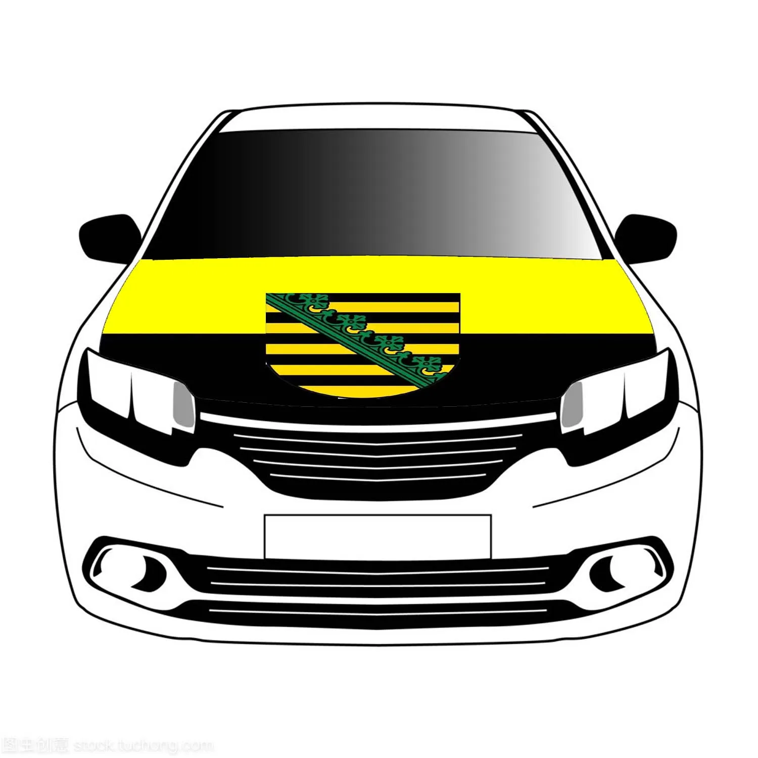 Sachsen state flags car Hood cover 3.3x5ft5x7ft 100%polyester,engine elastic fabrics can be washed