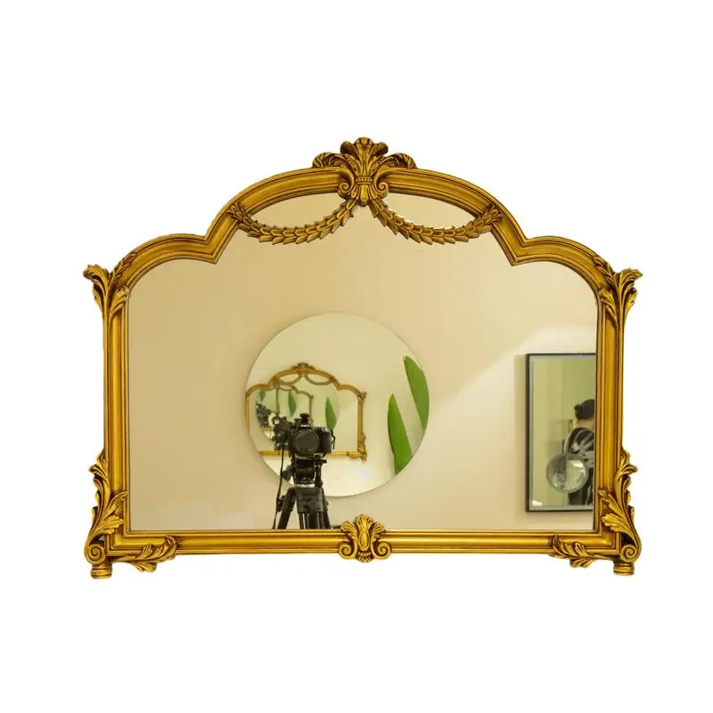 

35" Baroque Revival Style PU Mirror with Ornate Gold Frame, Ideal for Bath, Bed, Living Room, Corridor, Entryway & More