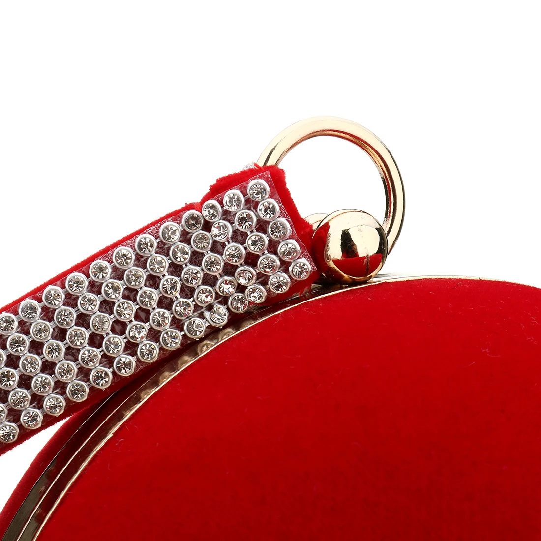 Unique Velvet Iron-On Lady Handbag Red Shoulder Bag Spherical Evening Bags Small Clutch Purse Chain Shoulder Wallet Bolsos Mujer