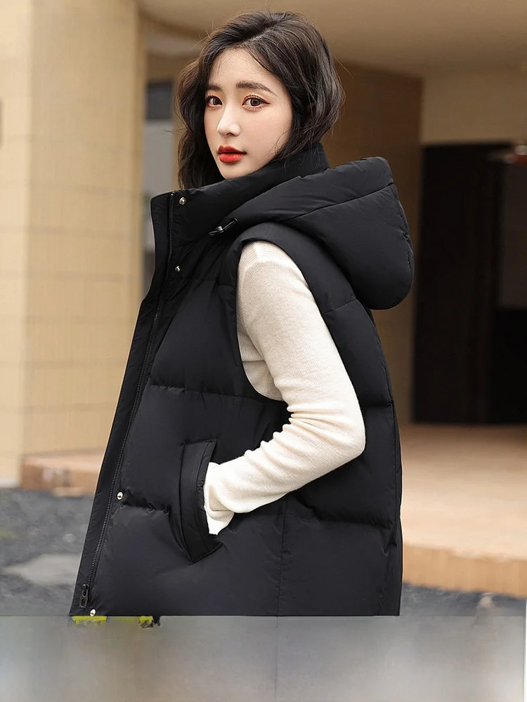 

Snow Flying 2026 Autumn New Women's Short Hooded Vest Bread Coat Design Young Fashion Versatile Thickened Duck down Jacket