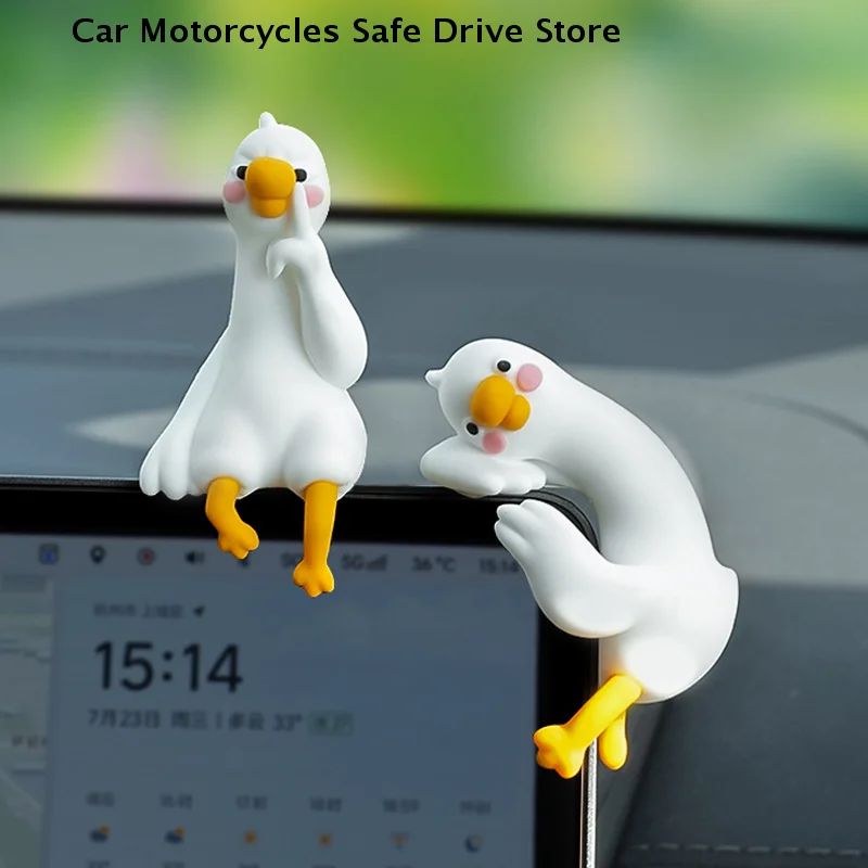Cute 3D Mini Duck Figurine Resin Cartoon Animal Decor For Desk Car Dashboard TV Monitor Gift Resin Duck Ornament Car Accessories