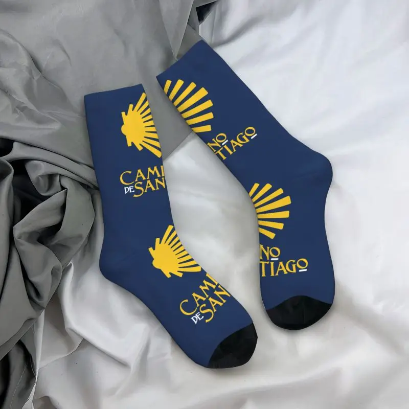 Custom Fun Men\'s Camino De Santiago De Compostela Shell Saint Dress Socks Unisex Warm Breathbale 3D Printing Crew Socks