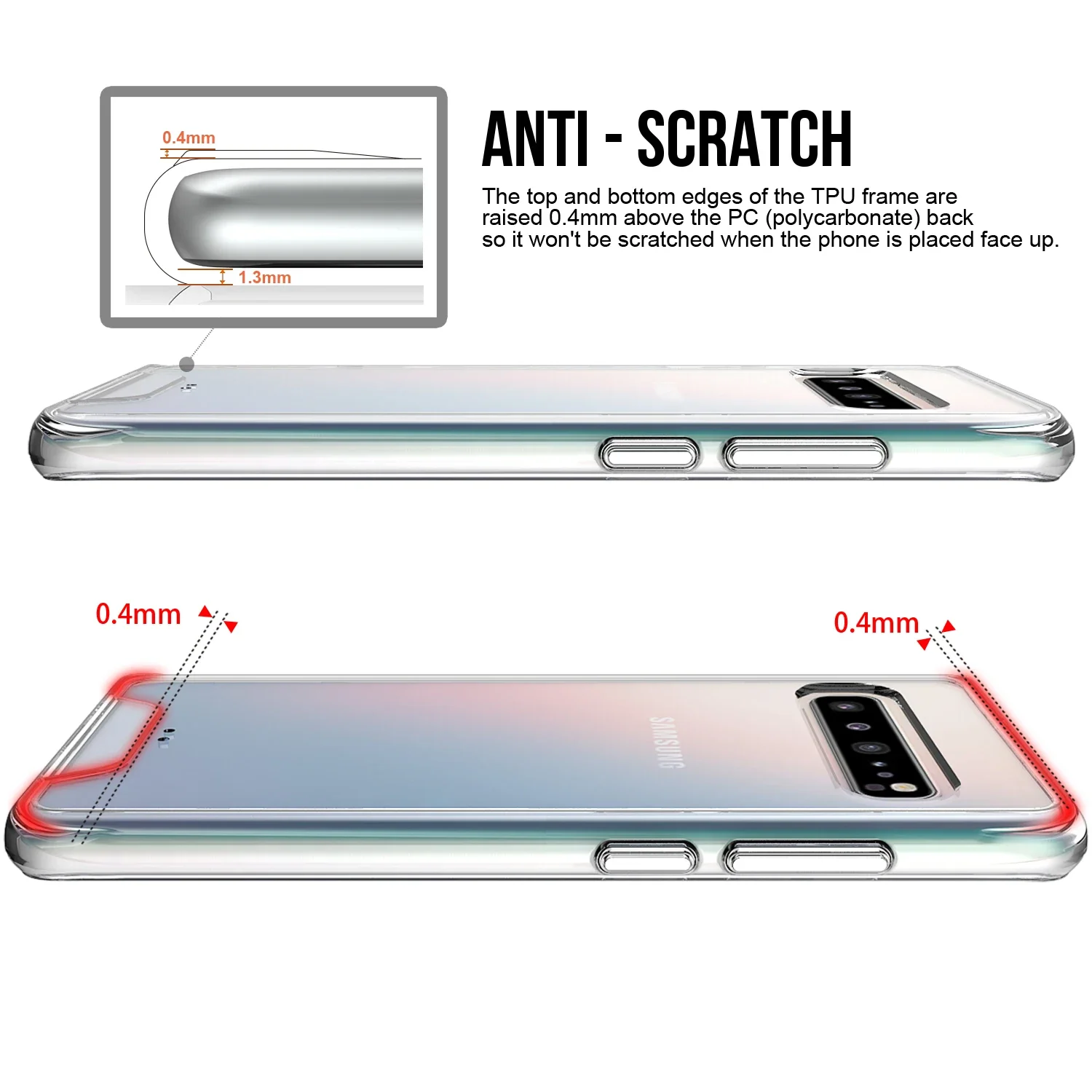 Space Transparent Case for Samsung Galaxy S10 Plus 5G S10Plus Soft TPU + Hard PC HD Clear Shell Hybrid Shockproof Cover