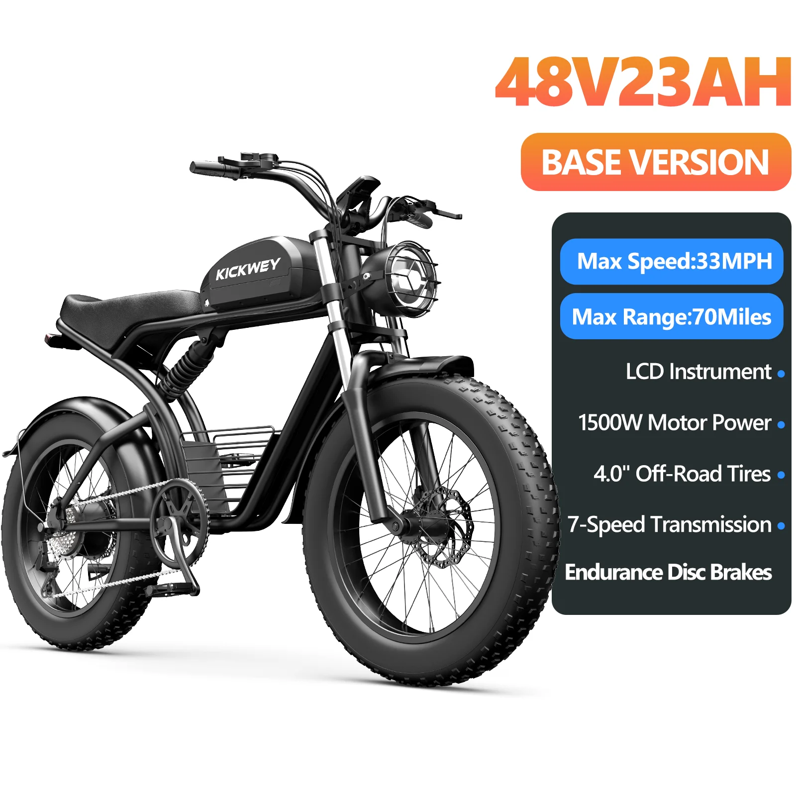 Kickwey 2026 Hot Sale New Arrival K7 3000W Adult Off-Road Mountain Electric Bicycle with NFC Display 48V 46Ah Removable Large Capacity Battery High Speed Long Range 20