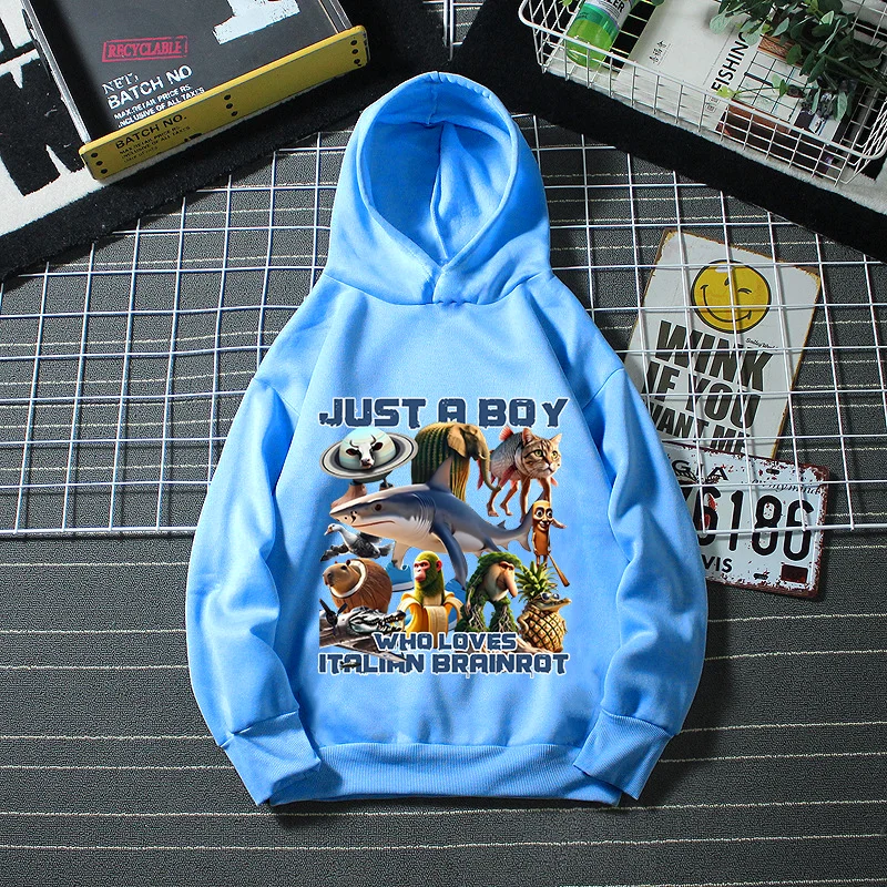 Italian Brainrot Sweatshirt Hooded Boys Casual Spring Autumn Clothes Tung Tungtung Sahur Cartoon Girl Thin Fleece Hoodies Gift