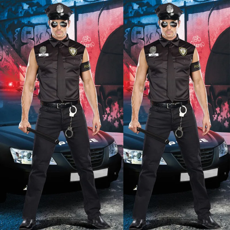 New Halloween Men Costume Cop Role Playing Instructor Costume Police Uniforms Temptation DS Stage Costume Dance Costume