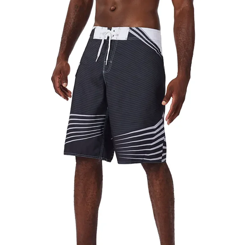 New Summer Men\'S Fashion Beach Shorts Elastic Closure Men\'s Swim Trunks Quick Dry Beach Shorts With Zipper Pockets swim shorts