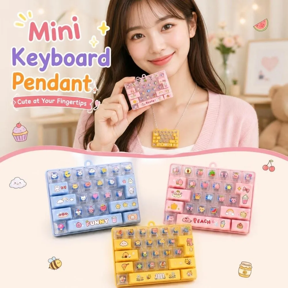 26-Key Decompression Button Transparent Dual-Tone Cute Design Mini Keyboard Pendant Simulation Keyboard Keyboard Keychain