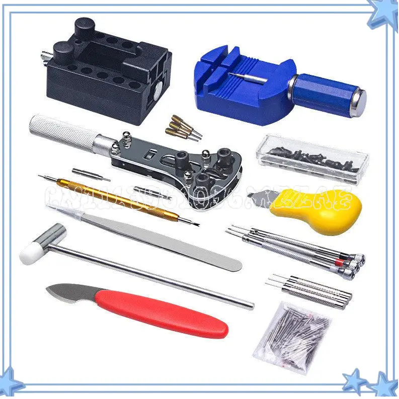 147 Piece Watch Repair Tool Kit, Strap Removal Back Cover Opener Battery Change Set