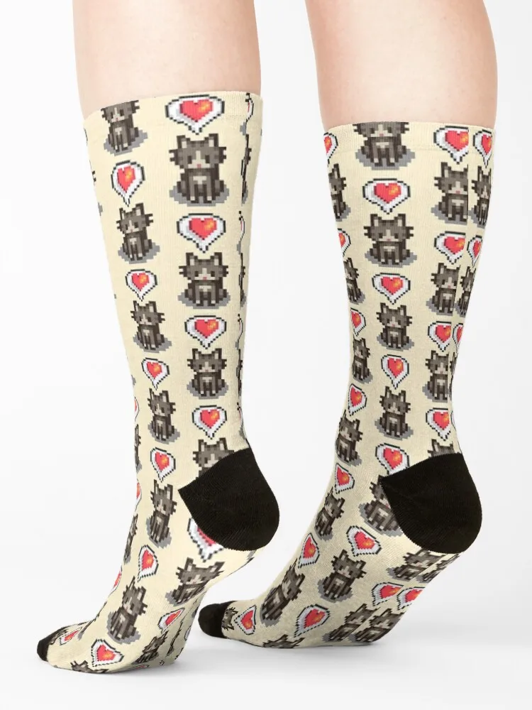 Stardew Valley Happy Grey Cat Socks Soccer Heating sock aesthetic happy Socks Men's Women's