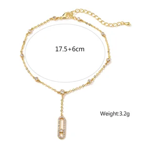 قلادة RAKOL-Anklets بيضاوية للنساء ، زركونيا مكعبة ، صنادل عصرية INS ، إكسسوارات الشاطئ ، مجوهرات فاخرة أفضل 6 مبيعات حزام شبشب هاواي - رقم 1