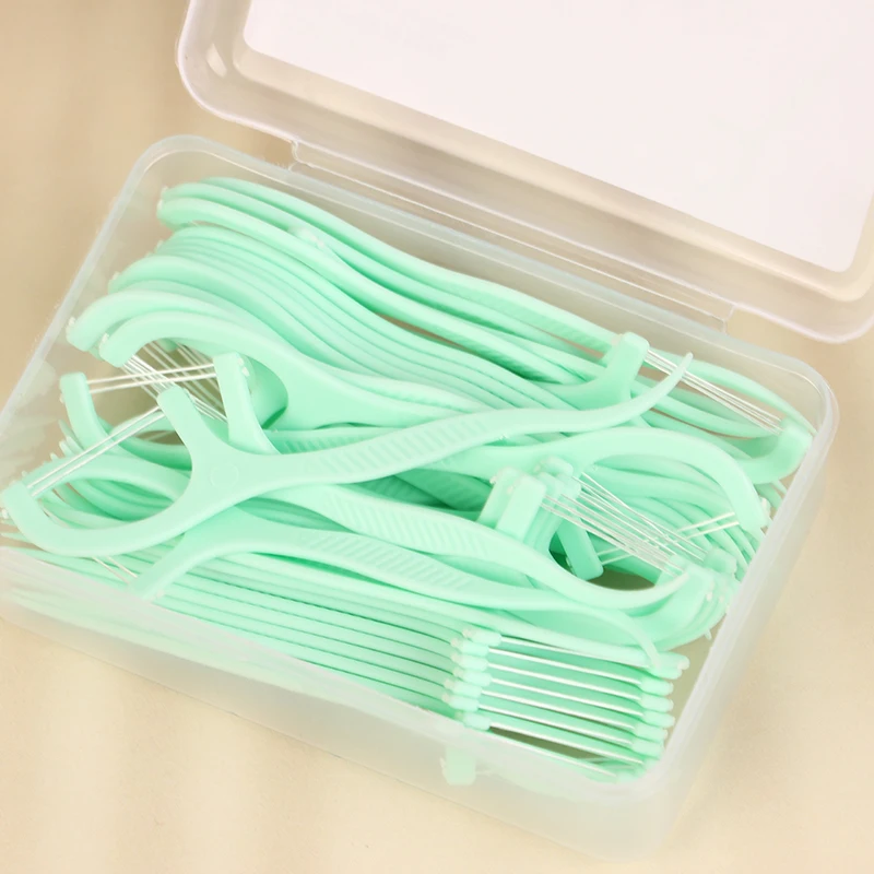 

Double Line Dental Floss Mint Disposable Bow Design Portable Oral Cleaning Toothpick Floss Pick Carry-on Adult Teeth Oral Care