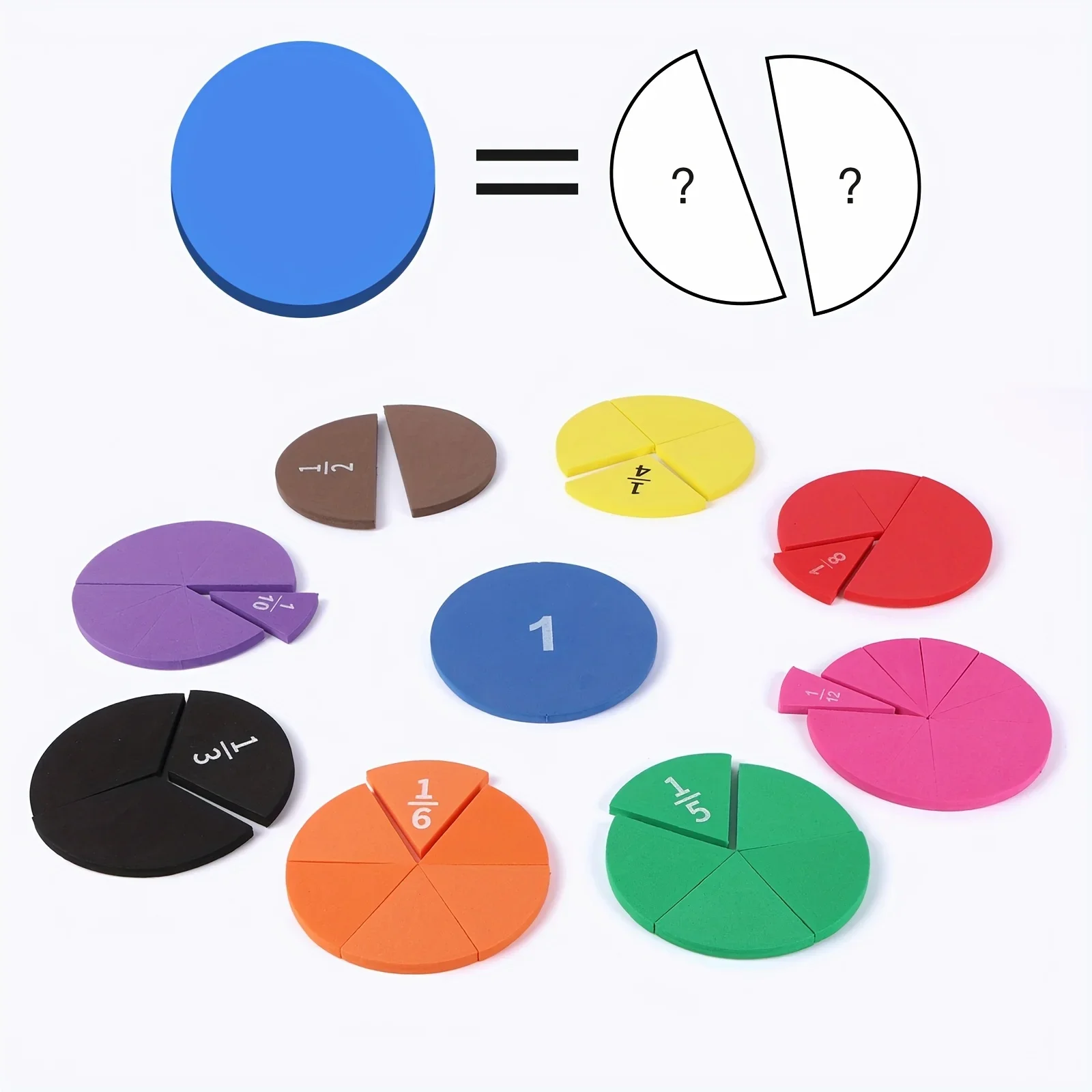 مجموعة 9 قطع من أدوات الرياضيات للجزء، مواد الرياضيات EVA لضبط الكسور والطرح، التعلم العملي للطلاب #1