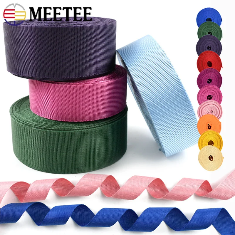 

8M Meetee 25-50mm Colored Nylon Webbing Strap Backpack Shoulder Straps Gift Decor Ribbon Pet Collar Band DIY Sewing Accessories