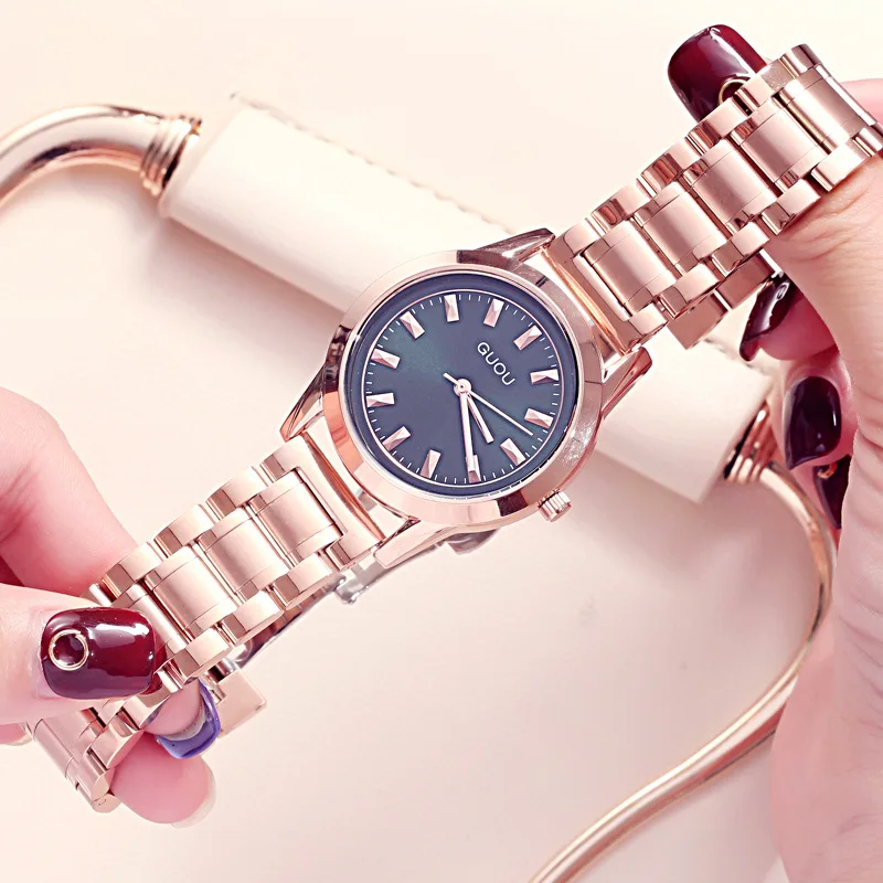 นาฬิกาสายสแตนเลสสตรีอินเทรนด์ใหม่, การเคลื่อนไหวแบบควอตซ์, นาฬิกาลำลองและทันสมัย, นาฬิกาผู้หญิงคุณภาพสูง