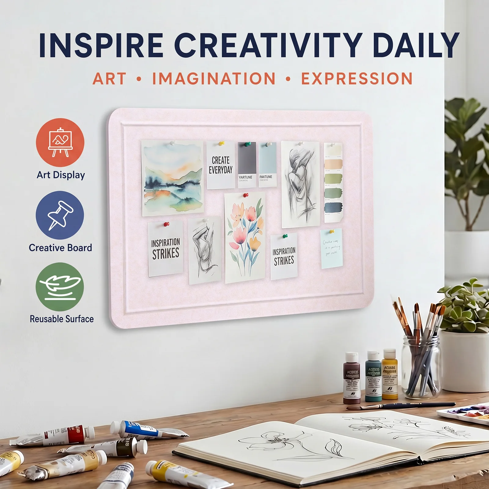 Soft Felt Bulletin Board Notice Pin Cork Board Self-adhesive Photo Display Board Foldable Pushpin Panel for Home School Office - view 6