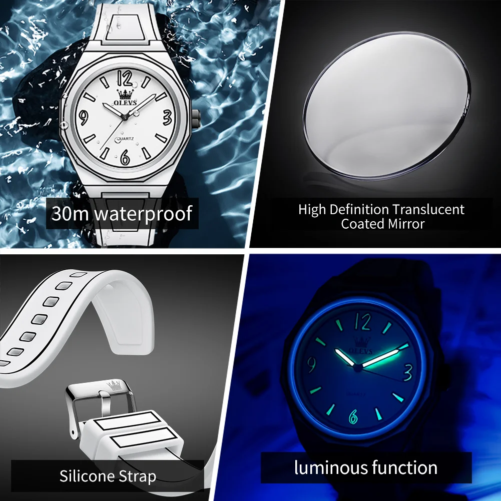 OLEVS 1018 ساعة رجالية عصرية نمط مانغا ساعة كوارتز عالية الجودة الراتنج سيليكون حزام التصميم الأصلي العلامة التجارية الفاخرة ساعة رجالية ﻿