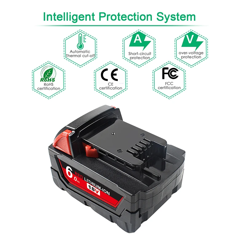 For Milwaukee M18 18V Replacement For Milwaukee M18B5 XC 6000mAH/9000mAH Li-ion battery  48-11-1815 48-11-1850 2604-22 2604-20