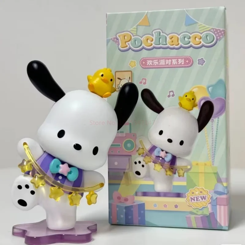 Oryginalna Sanrio Family Pochacco pies zabawne przyjęcie seria dekoracji figurki Anime Kawaii figurka modele na prezent