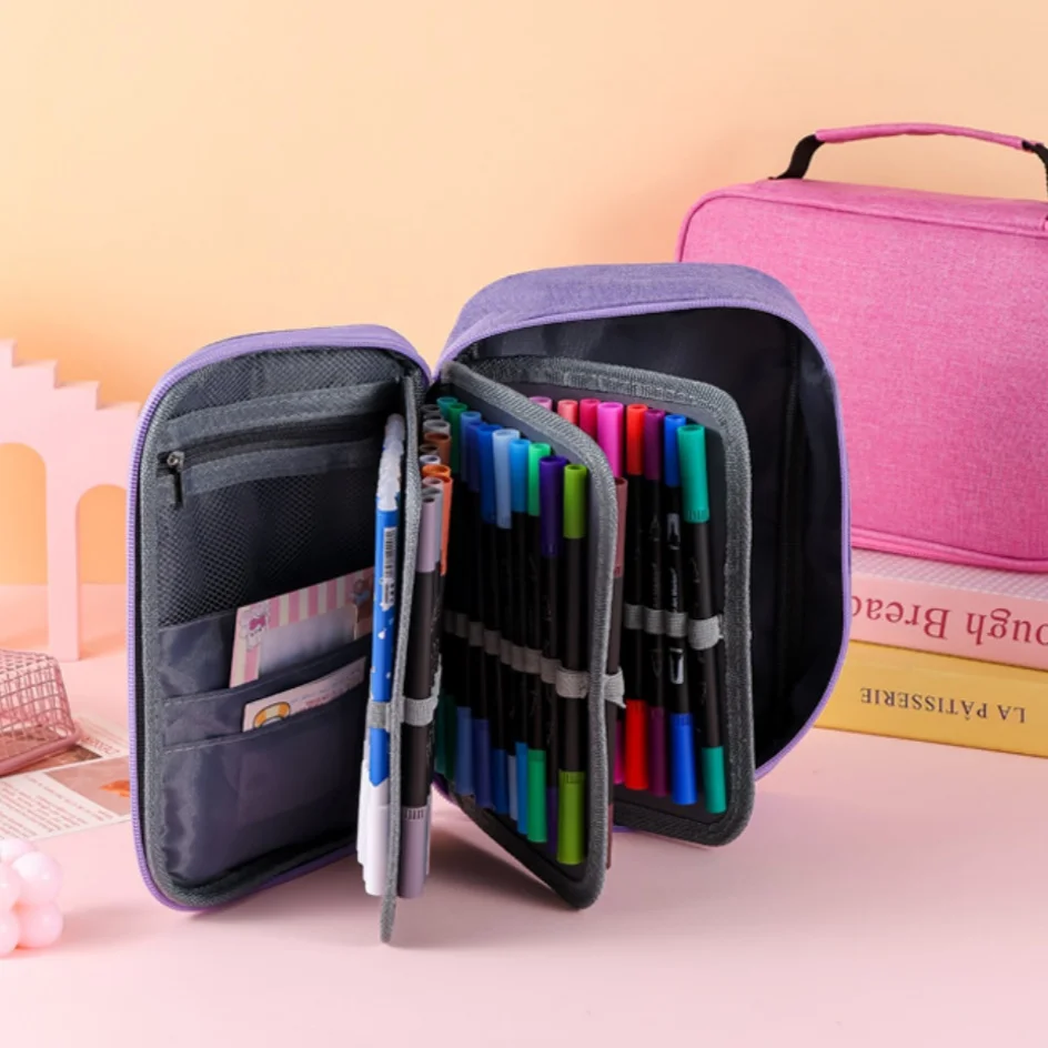 Large Capacity Makeup Bag for Paintbrushes & Makeup Brushes, 2 Removable Brush Inserts, Desktop Storage Organizer Bag view 5