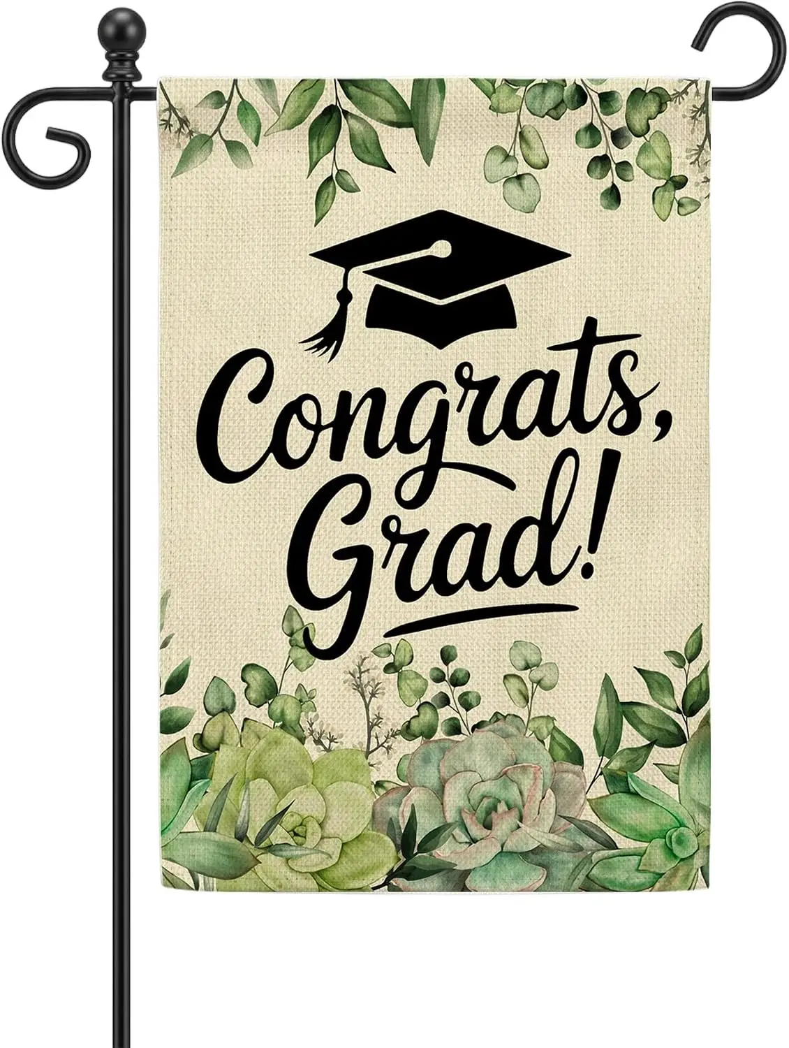 Congrats Grad Garden Flag 12x18 Inch Double Sided, Heavy Duty Burlap Weather Resistant Outside Yard Decorative Small Flag fo yyi