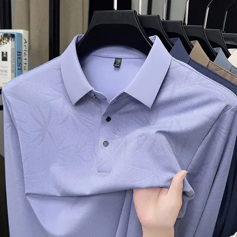 Herr långärmad T-shirt med nylon ammoniak sömlös T-shirt med casual kavaj, enfärgad, skrynkelfri och skrynkelfri 10 best sales t-shirt i nylon och spandex - №9