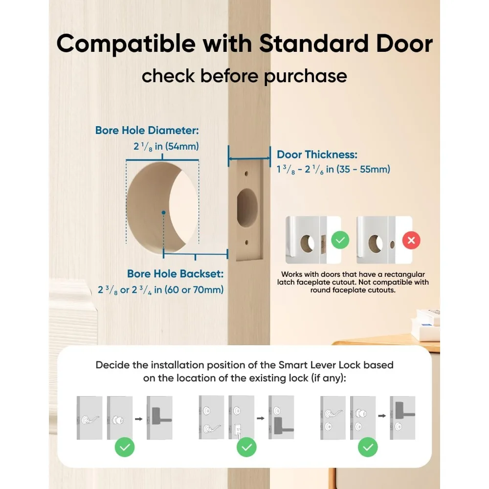 Inteligentny zamek eufy Smart Lock C33, zamek do drzwi z klawiaturą i klamką, drzwiczki z czytnikiem odcisków palców, bezkluczykowy zamek do drzwi wejściowych i sypialni, E