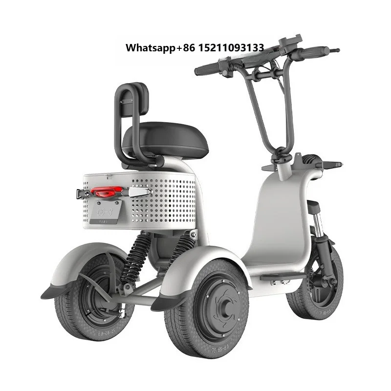 New Electric Tricycle with Battery Charger Adult Parent-child Travel Folding Three-wheeled Electric Bicycle