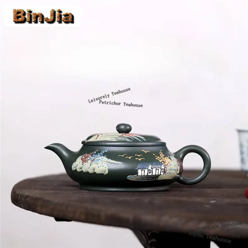 

170 мл оригинальные чайники из исинской фиолетовой глины, глиняный горшок ручной работы для рисования, чайник из сырой руды и зеленой глины с фильтром, чайный набор Zisha для чая