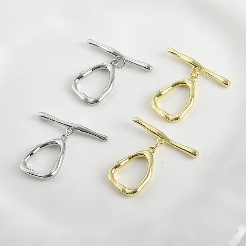 Copper Plated 14k Gold Color Simple Special-shaped Triangular OT Buckle End Buckle DIY Handmade Bracelet Necklace Accessories