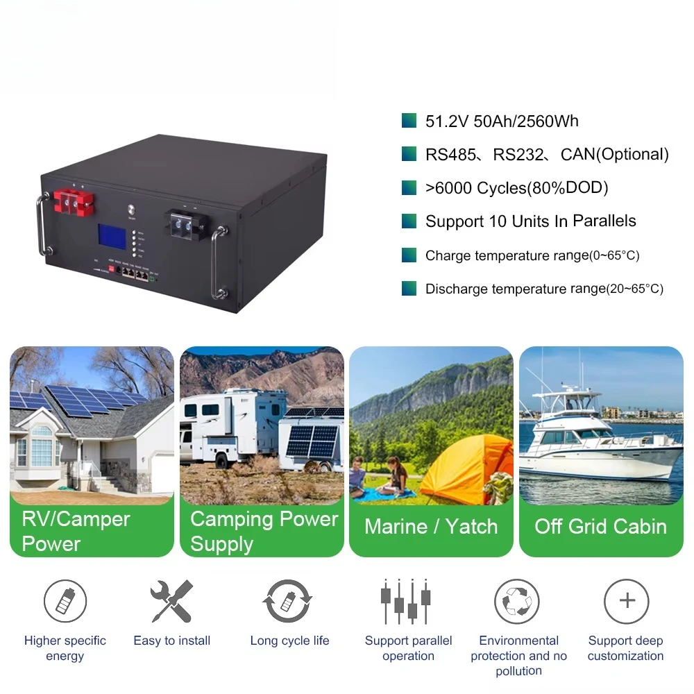 

Lithium Ion Batteries Rack Mount Lifepo4 Solar Energy System Storage 51.2v Lithium Ion Battery 48v 50ah 100ah 200ah 280ah