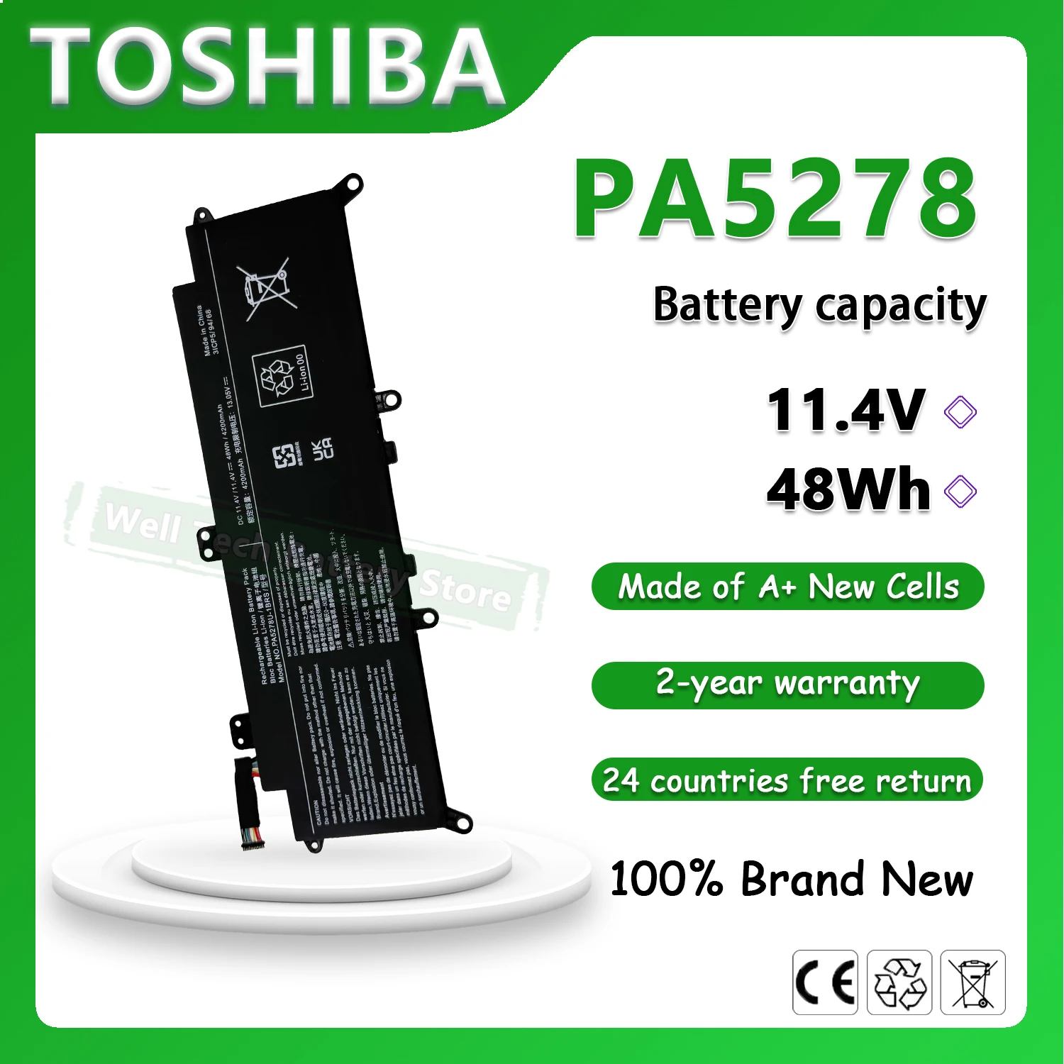 

11.4V 48Wh PA5278 Battery code: PA5278U-1BRS Laptop Battery for Toshiba Portege X30-D X30-E X40-D X40-E X40-F