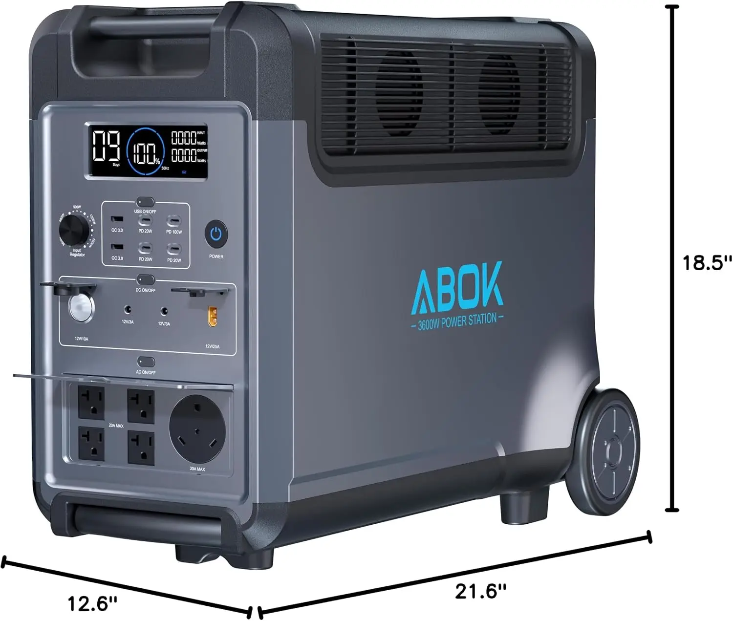 ABOK Ark3600 Portable Power Station 3600W, 3840Wh LiFePO4 Battery