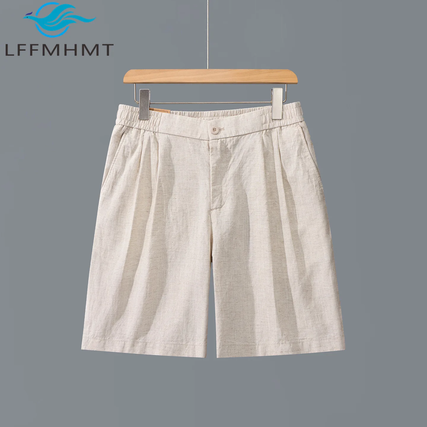 Men's Linen Blend Shorts Lightweight Comfortable Solid Color Casual Business Button Shorts Summer