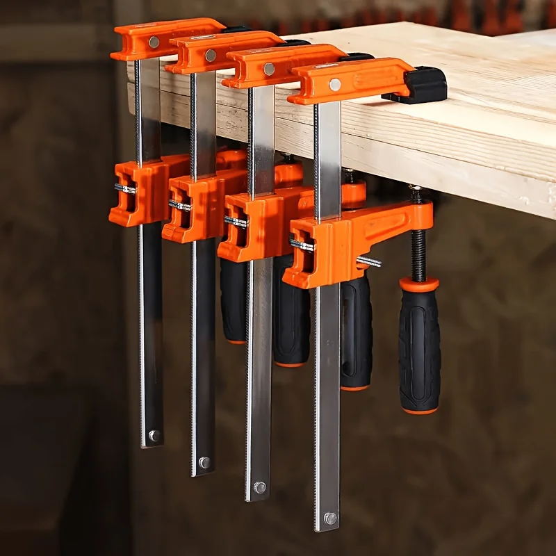 4Pcs Heavy Duty Steel Woodworking Clamp Set, 6 Inch Quick Release F Clamp, 300 Lbs Load Capacity, for Safe Wood Projects, Professional & DIY Use, Auto Repair Tool, Woodworking Accessories, Best Tool Gift for Woodworkers