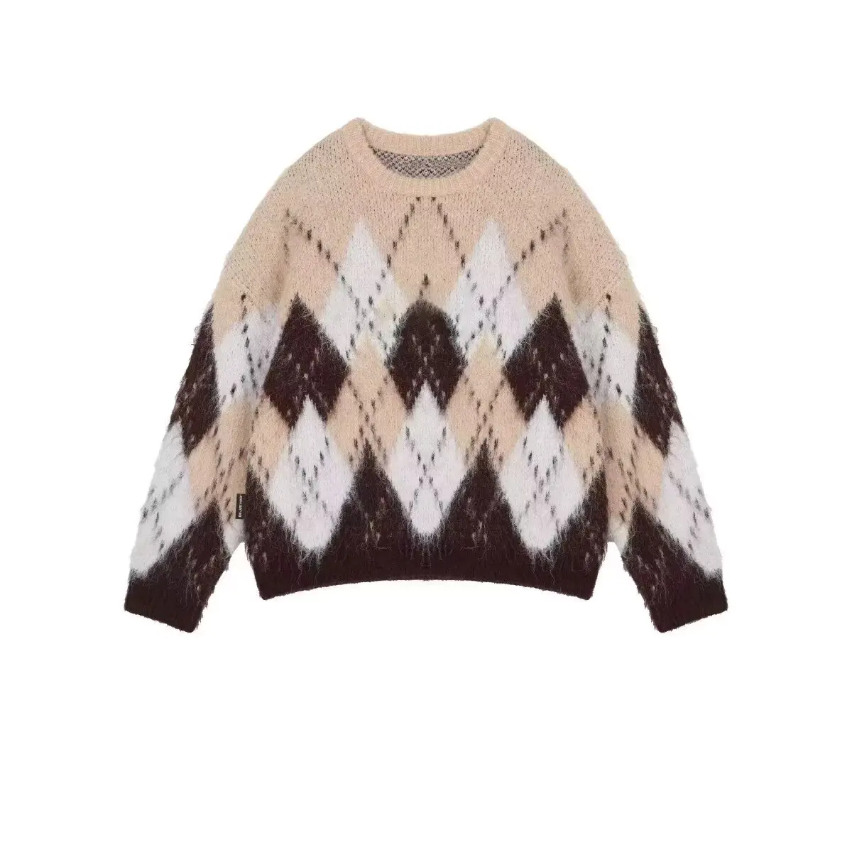  Merry Christmas Sweaters Couples Matching Clothing BF Fluffy Argyle Knitted Sweater Women Warm Pullovers Knitwear Long Sleeve