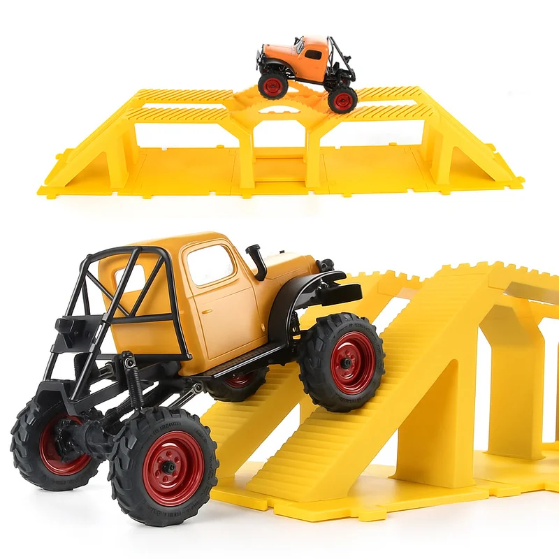 Samochód modelarski zdalnie sterowany RC 1:24 1:18, samochód terenowy, symulacja scen z przeszkodami, stara się przejść po stromych zboczeniach, trapezowym mostach, torze testowym.
