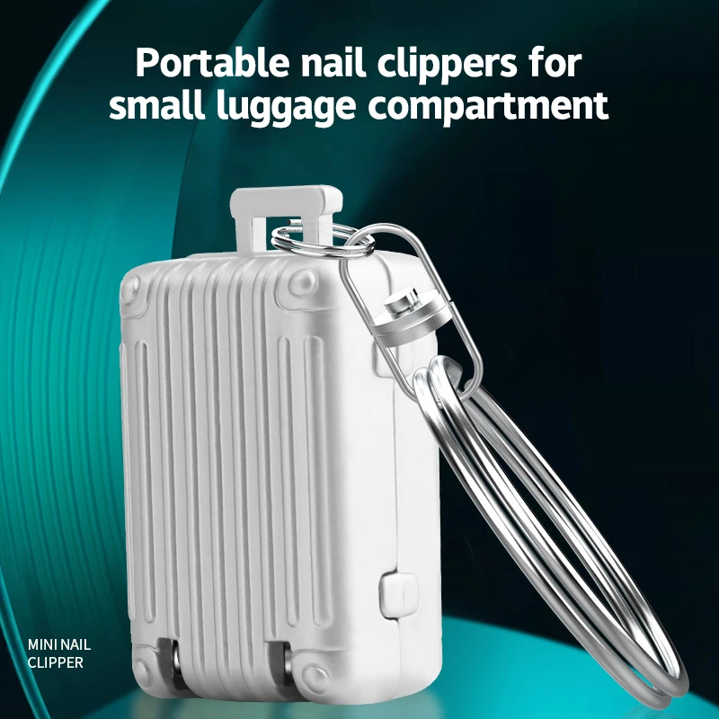 A New Silver Mini All Steel Foldable Nail Clipper Travel Portable Nail Clipper With Keychain Manicure Tool