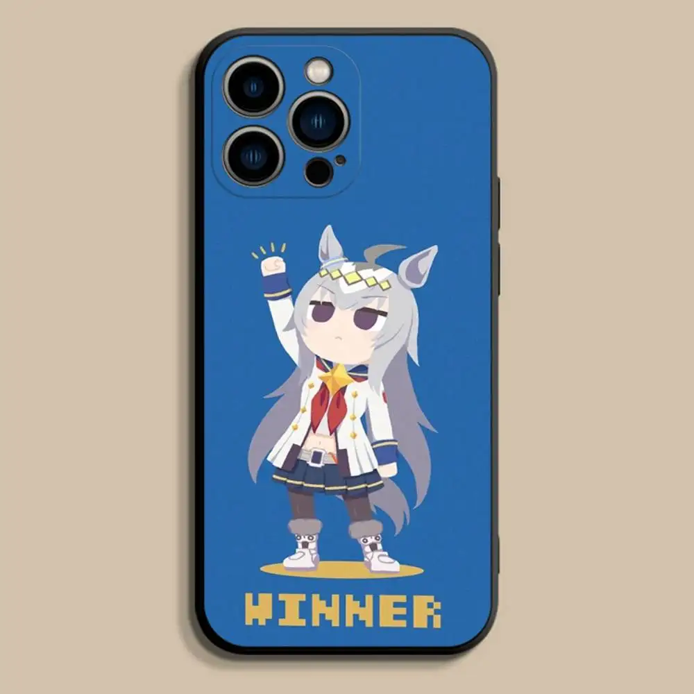 Casing HP U-Uma Derby Oguri untuk iPhone 17,16,15,14,13,12,Pro,Max,Plus,E,SE4,Air,Mini Hitam Bahan Lembut