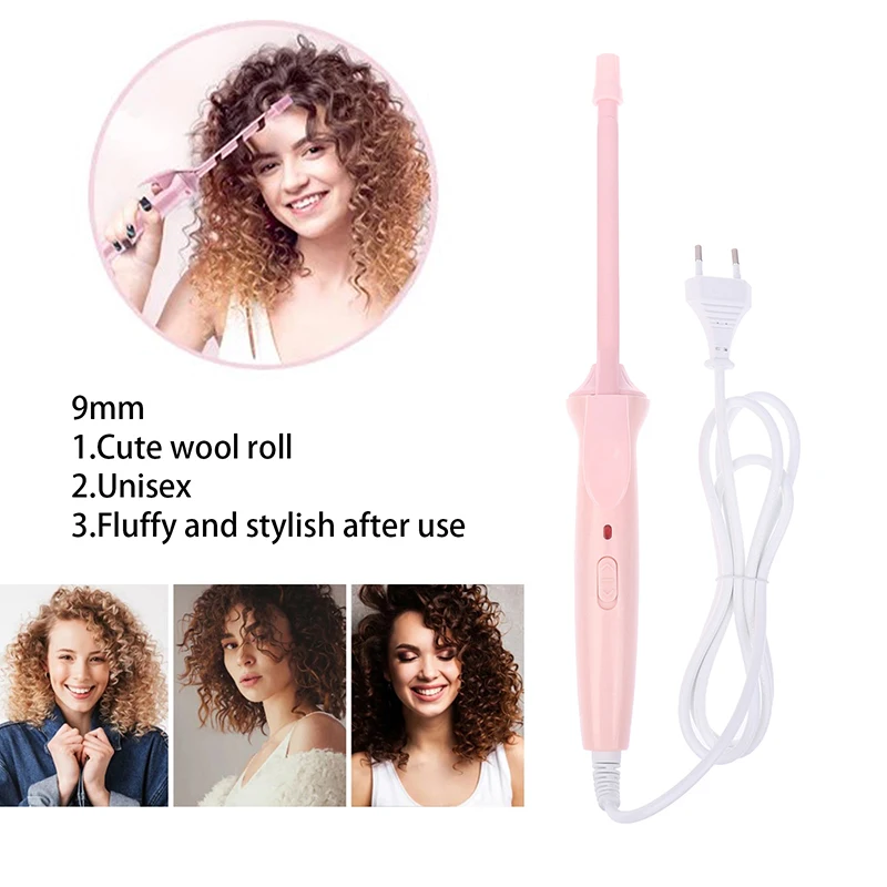 Mini Hair Curling Iron 9mm Curler Wand Professional Curling Tongs Ceramic Electric Salon Styling Tool Small Crimping Iron