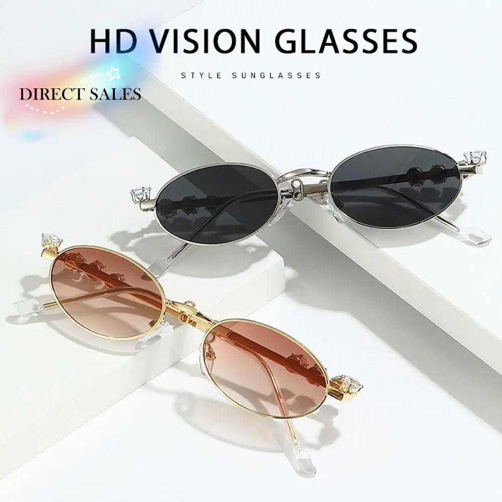 

Convenient Bling Rhinestone Sunglasses INS Steampunk Retro Frame Eyewear Fashion Trendy Anti-Blue Light Spectacles Unisex