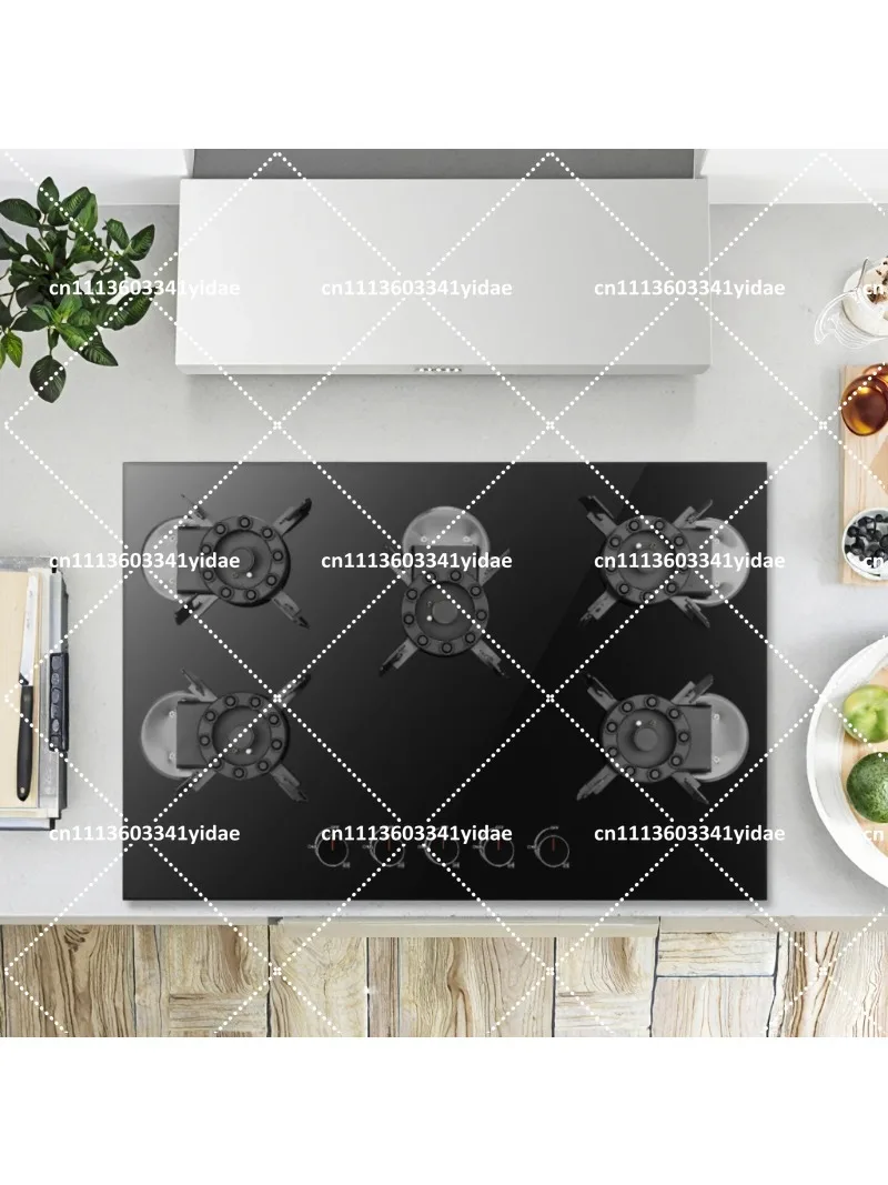 Professional 5 Burner Built-in Gas Stove, Tempered Glass Table Top Cooktop for Home Kitchen