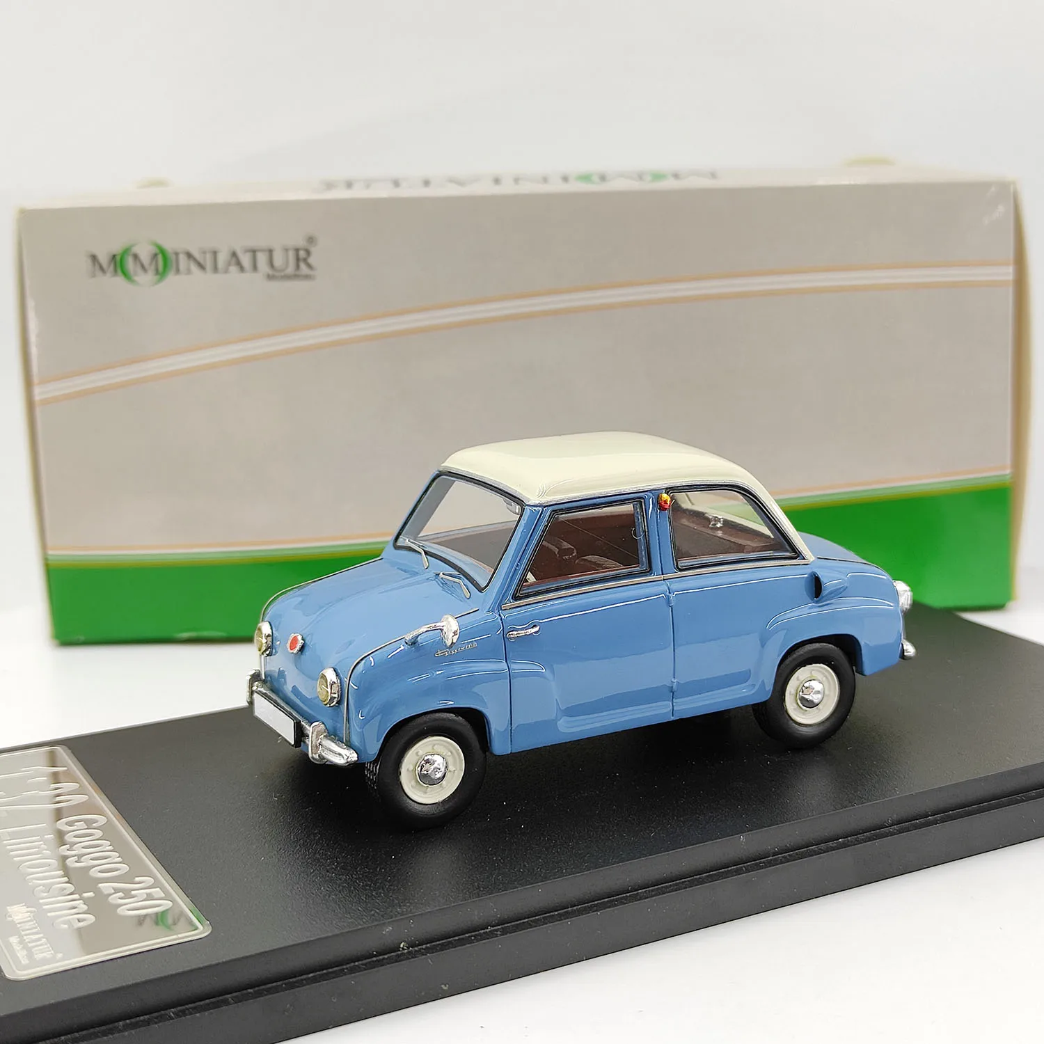 

Diecast MOMINIATUR 1/32 Scale Goggo 250 Limousine Blue Resin Car Collectible Toy Gift Souvenir Display Ornament