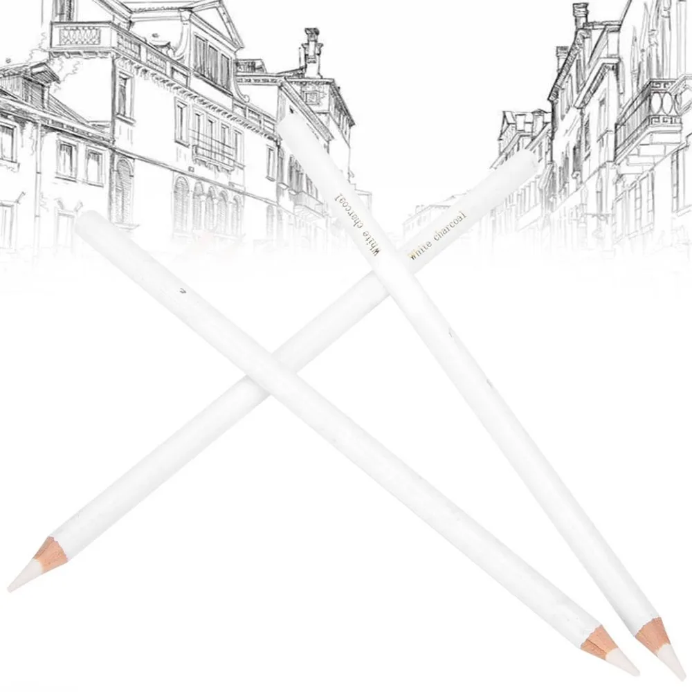 Stationery White Color White Charcoal Pencil Soft Wooden Drawing Pencil 6.7inch Hard Sketch Pencil Artists