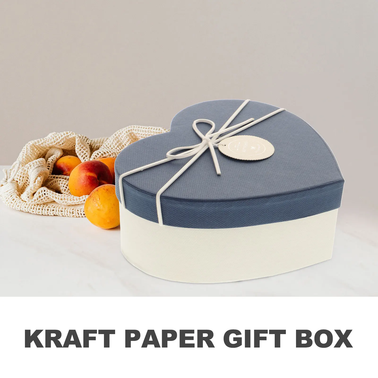 

1Pcs Bowknot Heart Shape Gift Box M Blue Bottom White Cover Chic Elegant Wedding Birthday Anniversary Candy Flower Packaging
